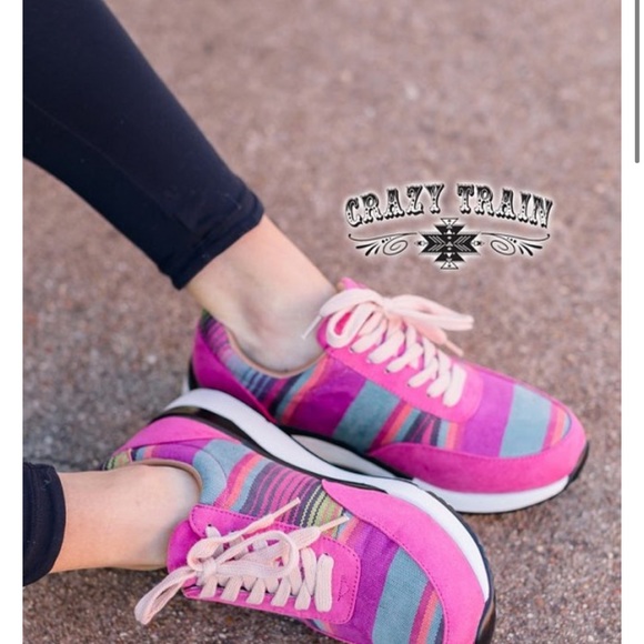 Crazy Train Shoes Hot Pink Serape Sneakers Fashion Tennis Shoes
